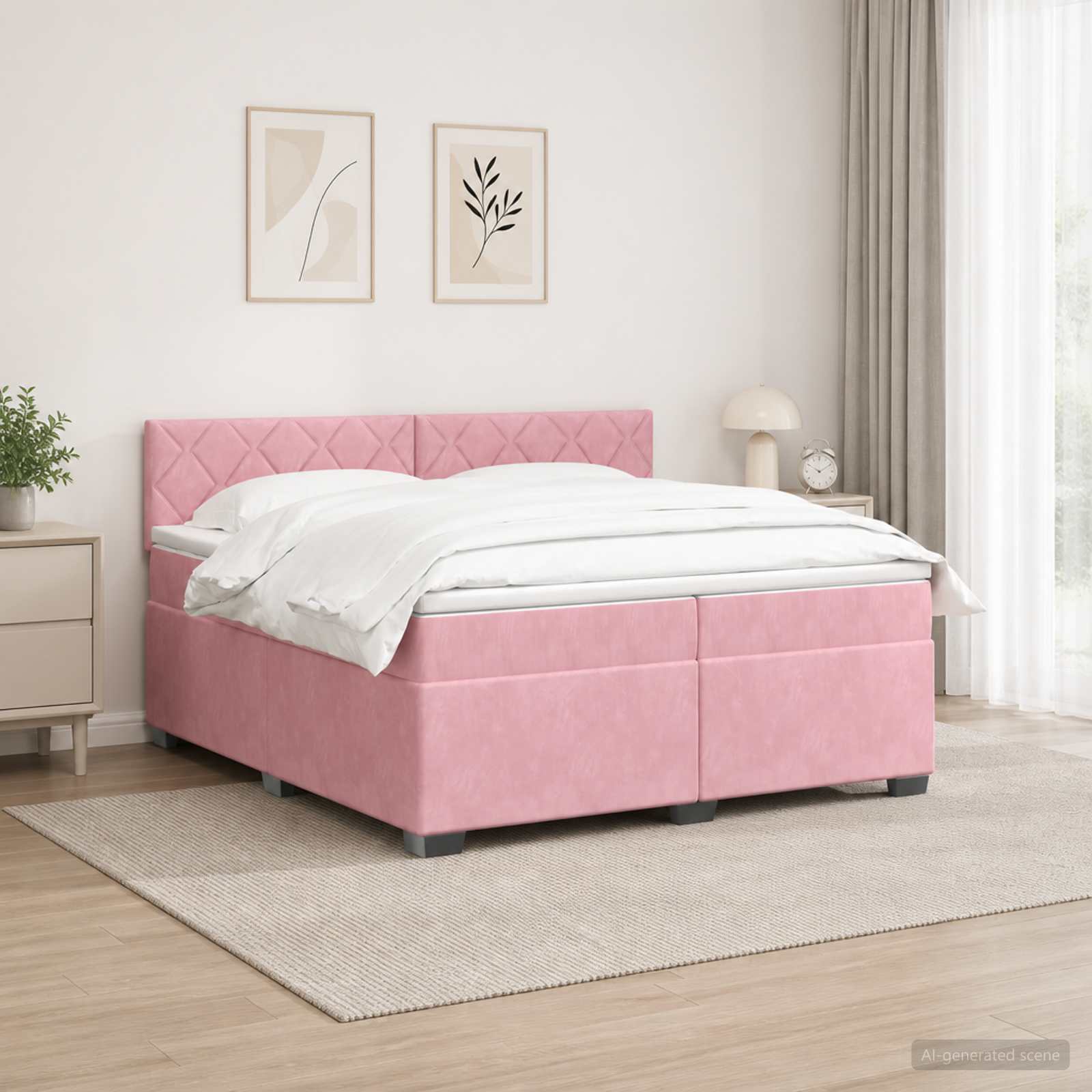 Boxspringbed met matras Roze 200 x 200 cm Fluweel
