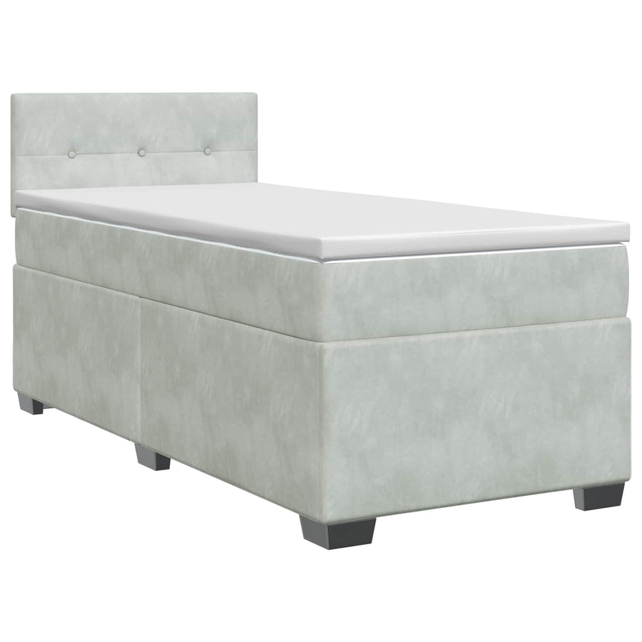 Boxspringbed met matras Lichtgrijs 90 x 190 cm Fluweel