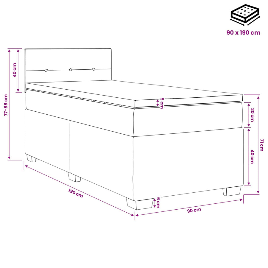 Boxspringbed met matras Donkergrijs 90 x 190 cm Fluweel