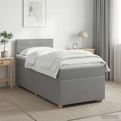 Boxspringbed met matras Lichtgrijs 100 x 200 cm Stof