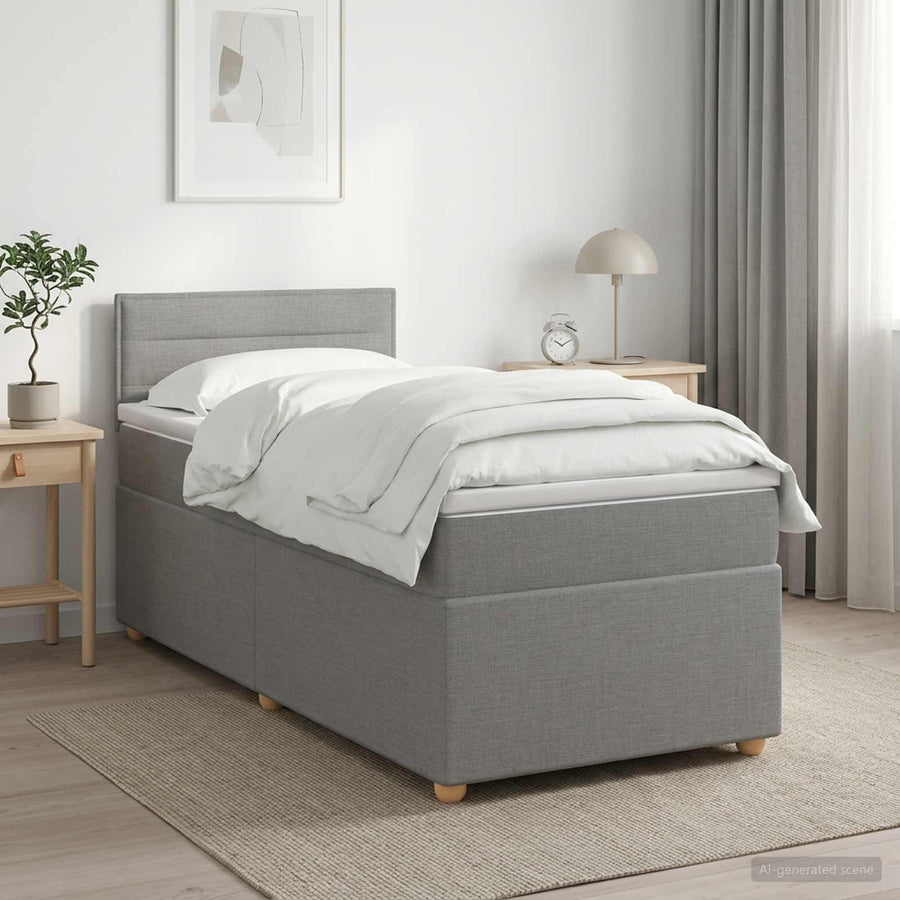 Boxspringbed met matras Lichtgrijs 100 x 200 cm Stof