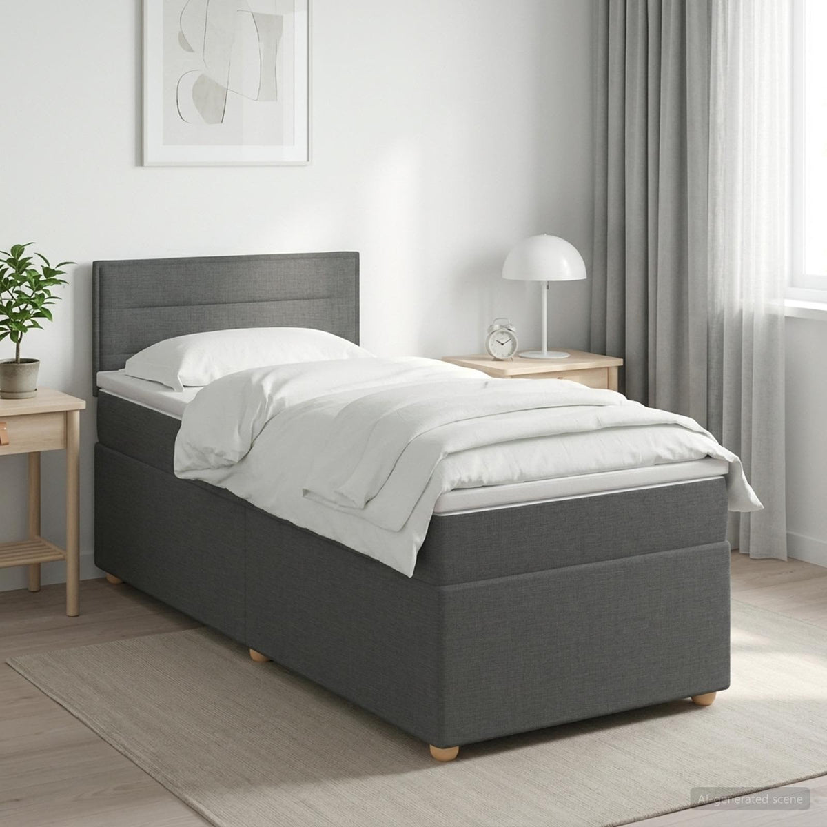 Boxspringbed met matras Donkergrijs 100 x 200 cm Stof