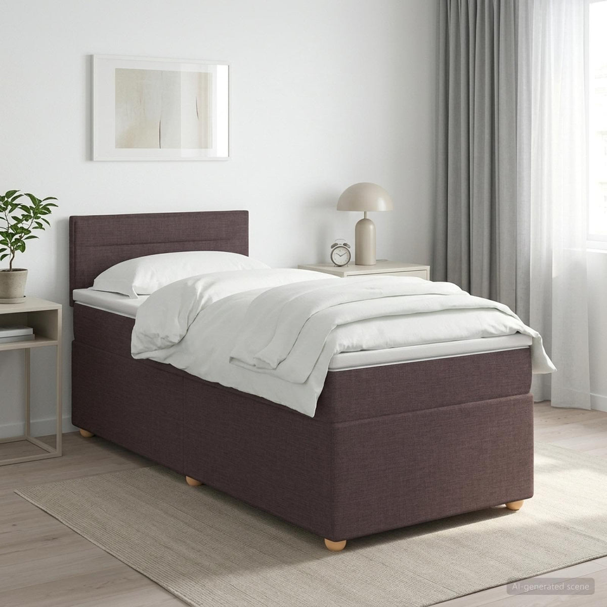 Boxspringbed met matras Donkerbruin 100 x 200 cm Stof