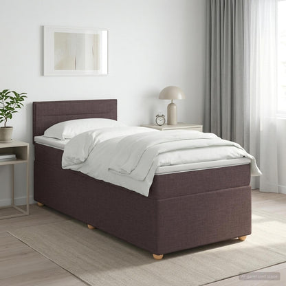 Boxspringbed met matras Donkerbruin 100 x 200 cm Stof