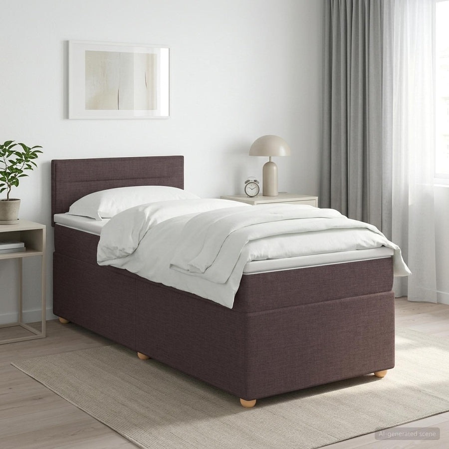 Boxspringbed met matras Donkerbruin 100 x 200 cm Stof