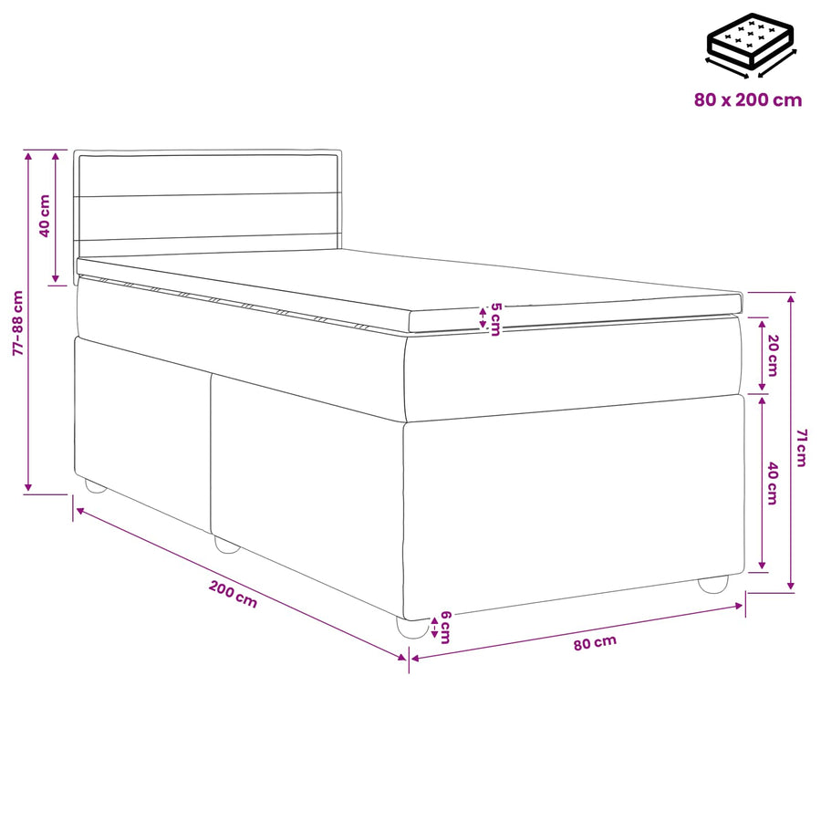 Boxspringbed met matras Donkerbruin 80 x 200 cm Stof
