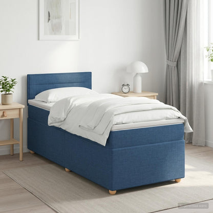 Boxspringbed met matras met hoofdeinde Blauw 90 x 200 cm Stof