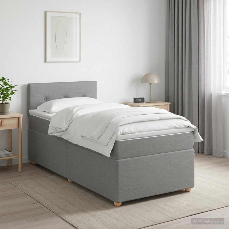 Boxspringbed met matras Lichtgrijs 100 x 200 cm Stof