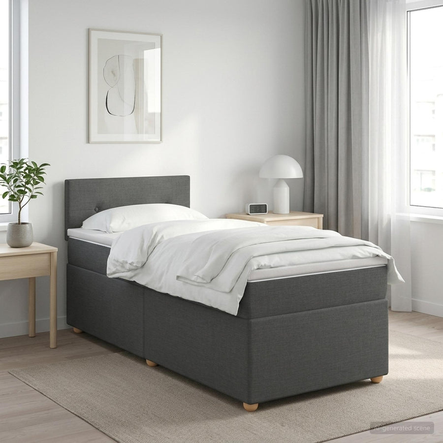 Boxspringbed met matras Donkergrijs 90 x 190 cm Stof
