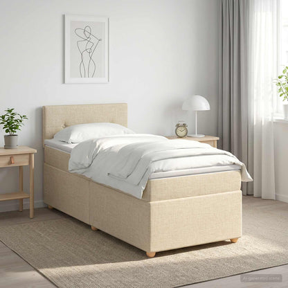Boxspringbed met matras Crèmekleurig 90 x 190 cm Stof