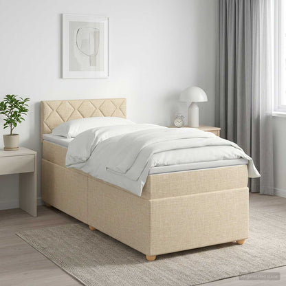 Boxspringbed met matras Crèmekleurig 100 x 200 cm Stof