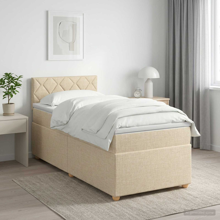 Boxspringbed met matras Crèmekleurig 100 x 200 cm Stof