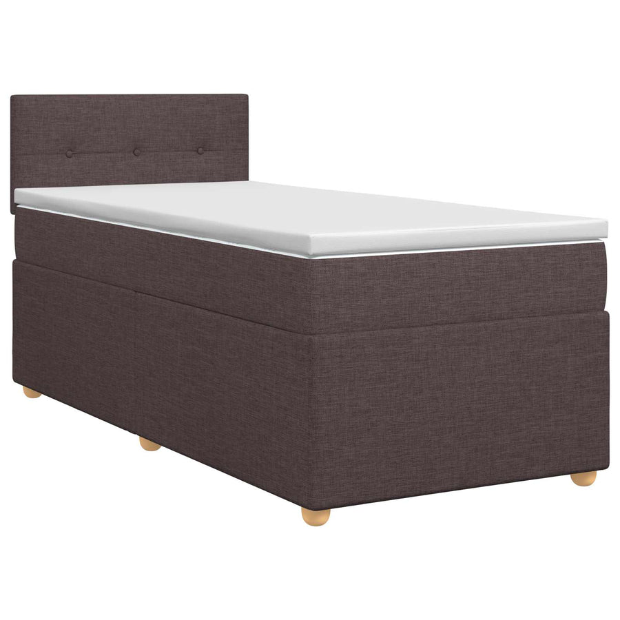 Boxspringbed met matras Donkerbruin 90 x 190 cm Stof