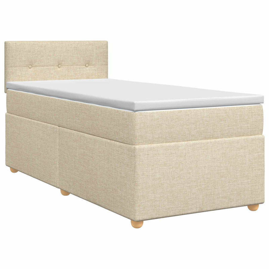 Boxspringbed met matras Crèmekleurig 90 x 190 cm Stof