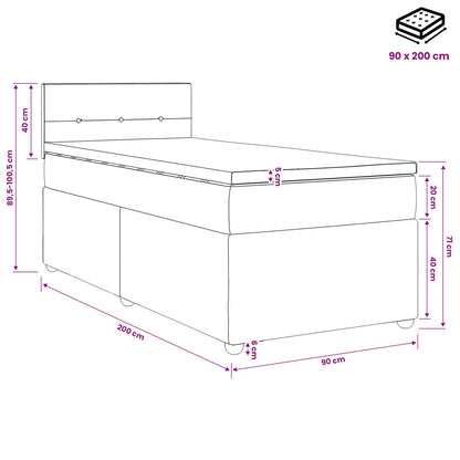 Boxspringbed met matras Donkergrijs 90 x 200 cm Stof