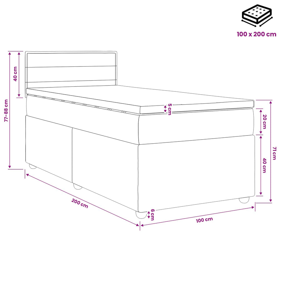 Boxspringbed met matras Crèmekleurig 100 x 200 cm Stof