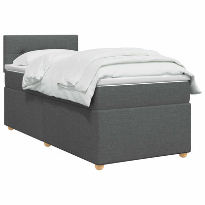 Boxspringbed met matras Donkergrijs 100 x 200 cm Stof