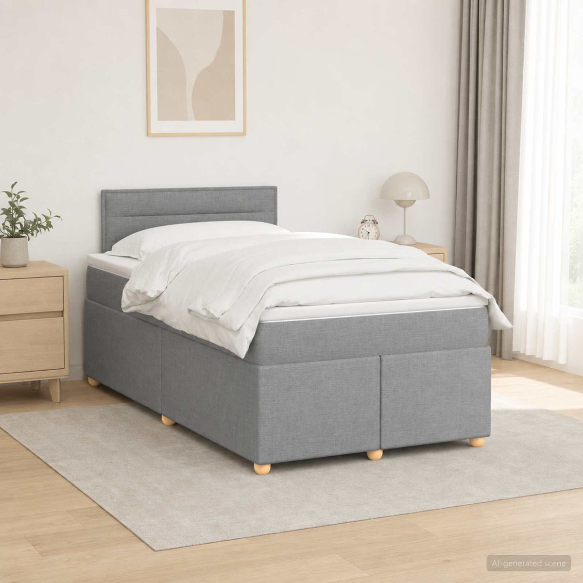 Boxspringbed met matras Lichtgrijs 120 x 190 cm Stof