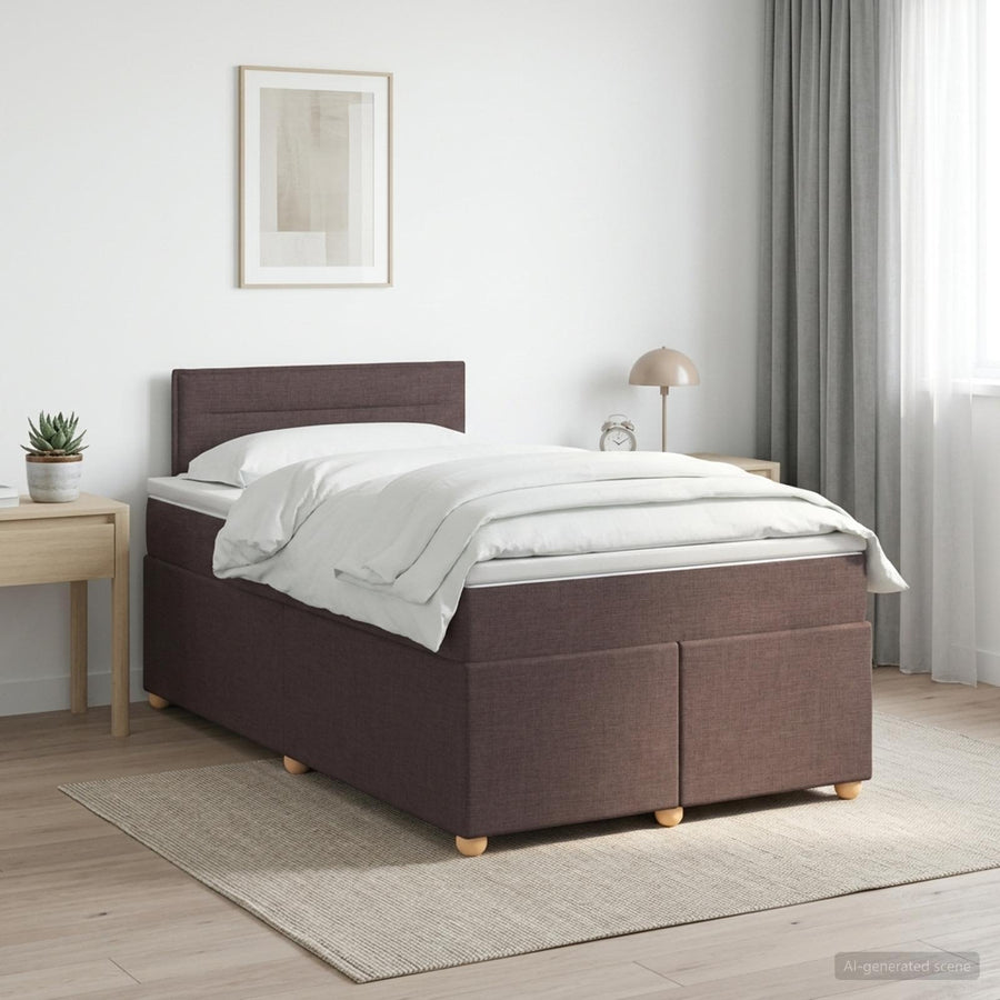 Boxspringbed met matras Donkerbruin 120 x 190 cm Stof