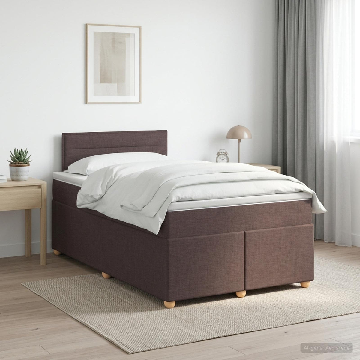 Boxspringbed met matras Donkerbruin 120 x 200 cm Stof