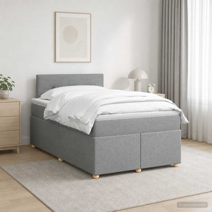 Boxspringbed met matras Lichtgrijs 120 x 190 cm Stof