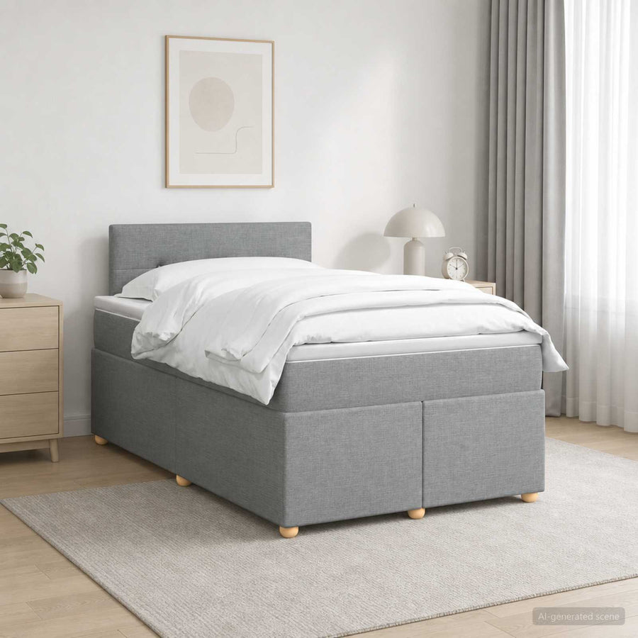 Boxspringbed met matras Lichtgrijs 120 x 190 cm Stof