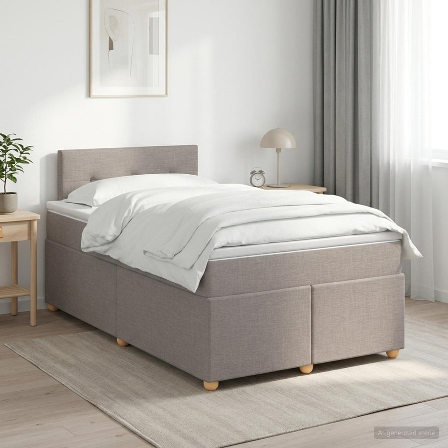 Boxspringbed met matras met hoofdeinde Taupe 120 x 190 cm Stof