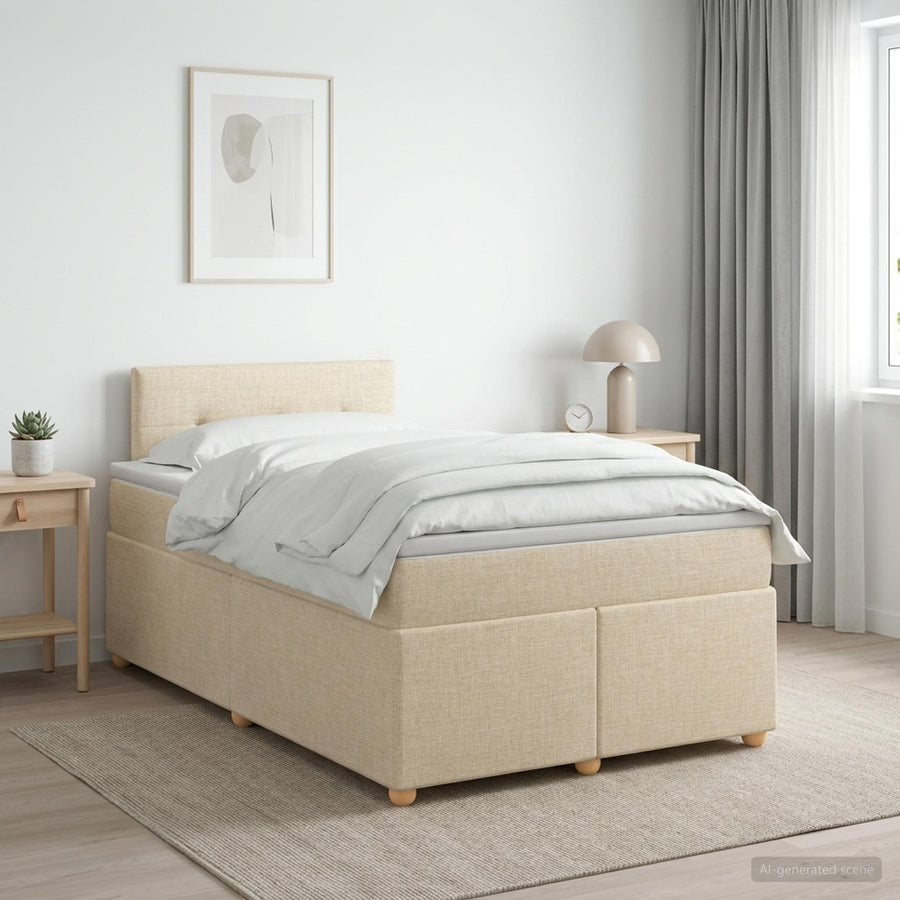 Boxspringbed met matras Crèmekleurig 120 x 190 cm Stof