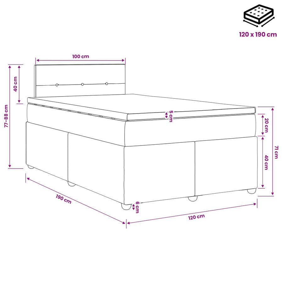 Boxspringbed met matras met hoofdeinde Blauw 120 x 190 cm Stof