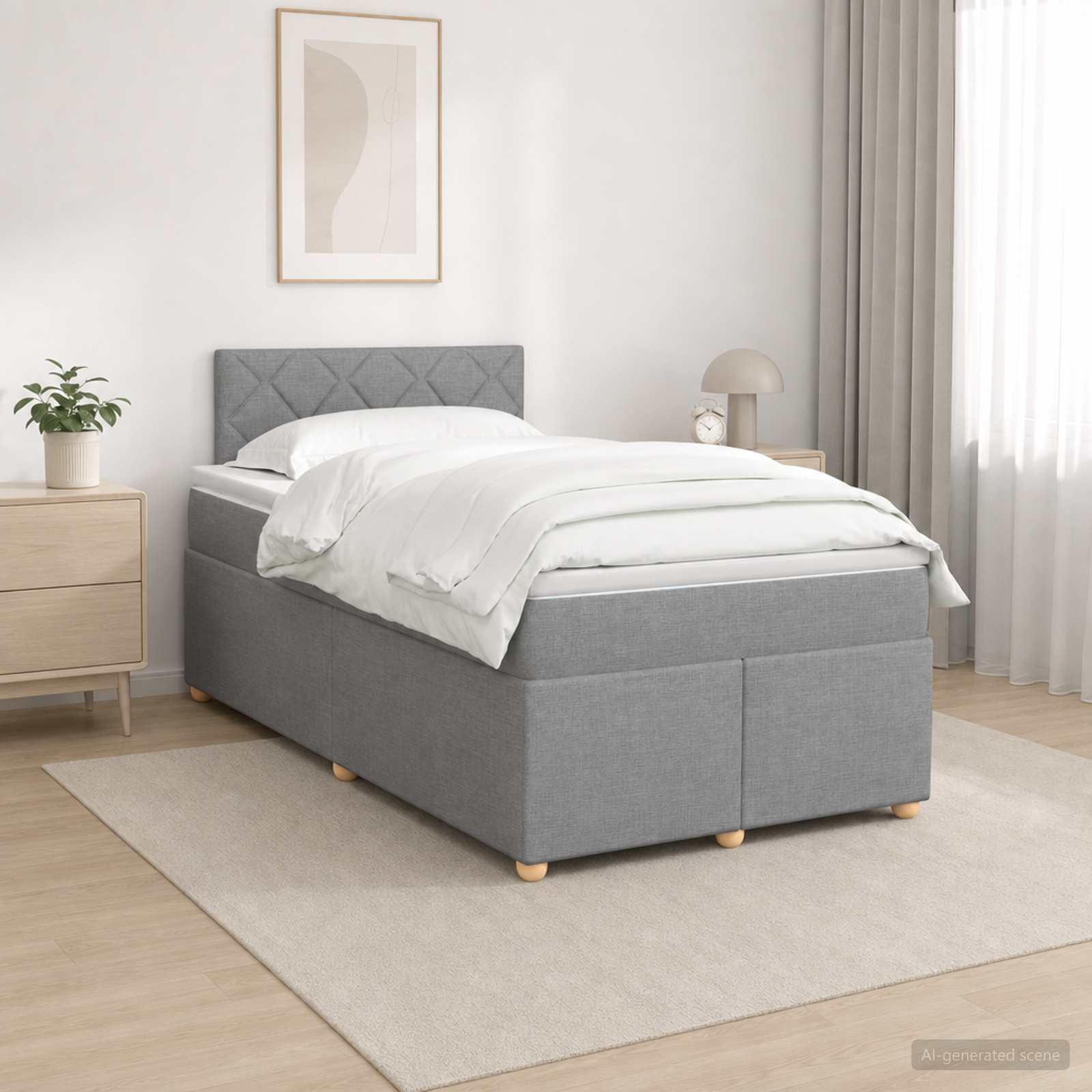 Boxspringbed met matras Lichtgrijs 120 x 190 cm Stof