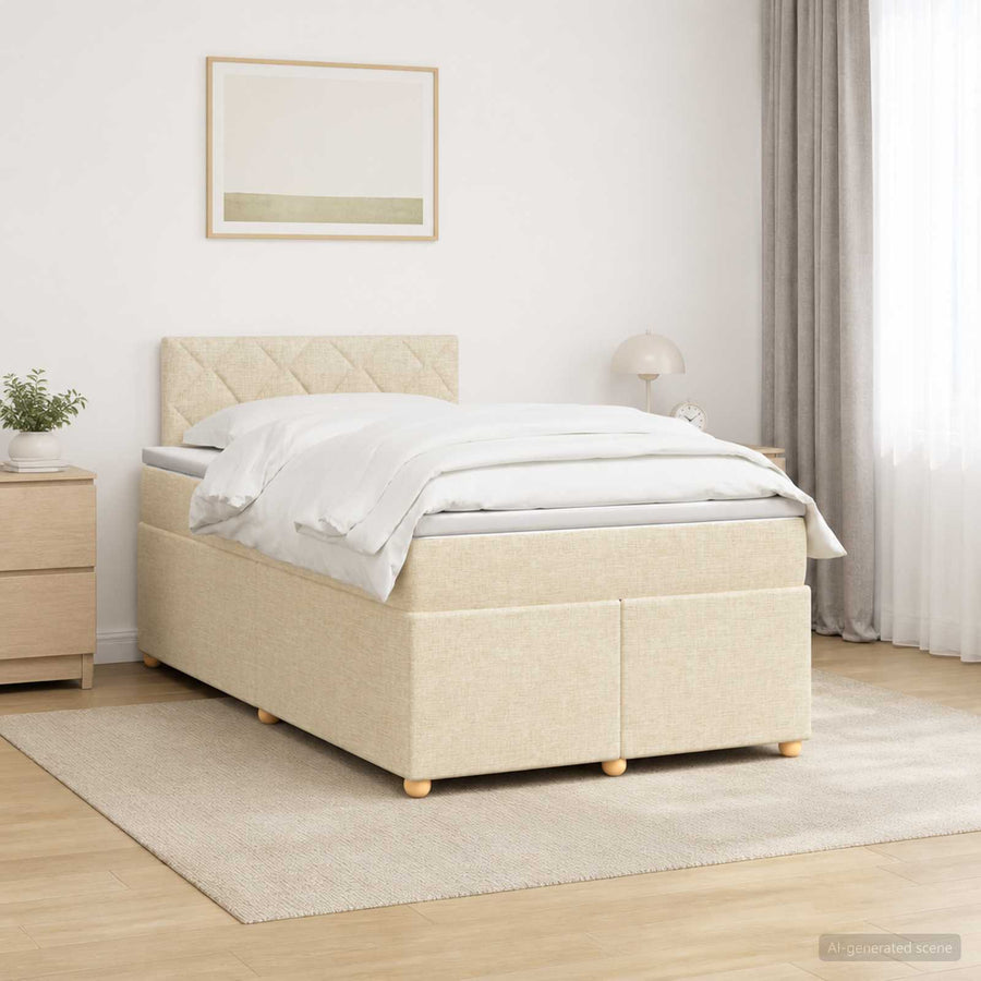 Boxspringbed met matras Crèmekleurig 120 x 200 cm Stof