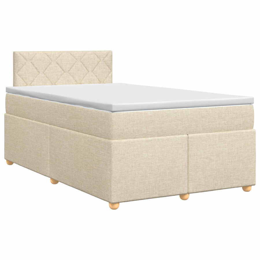 Boxspringbed met matras Crèmekleurig 120 x 200 cm Stof