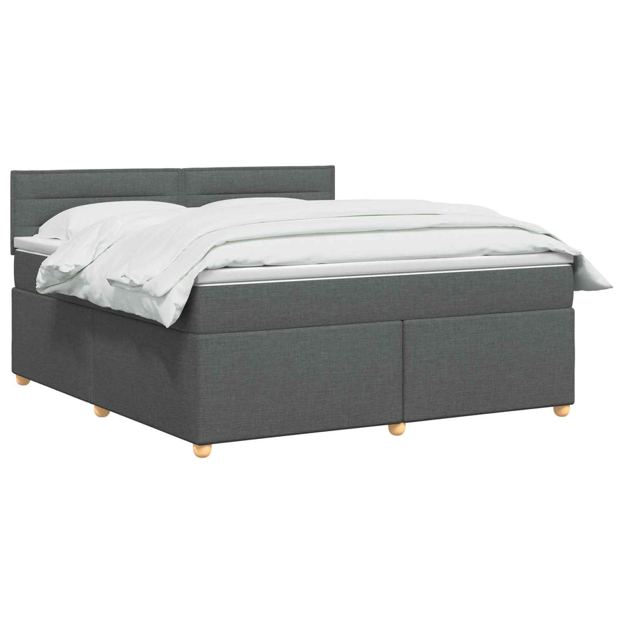 Boxspringbed met matras Donkergrijs 140 x 190 cm Stof