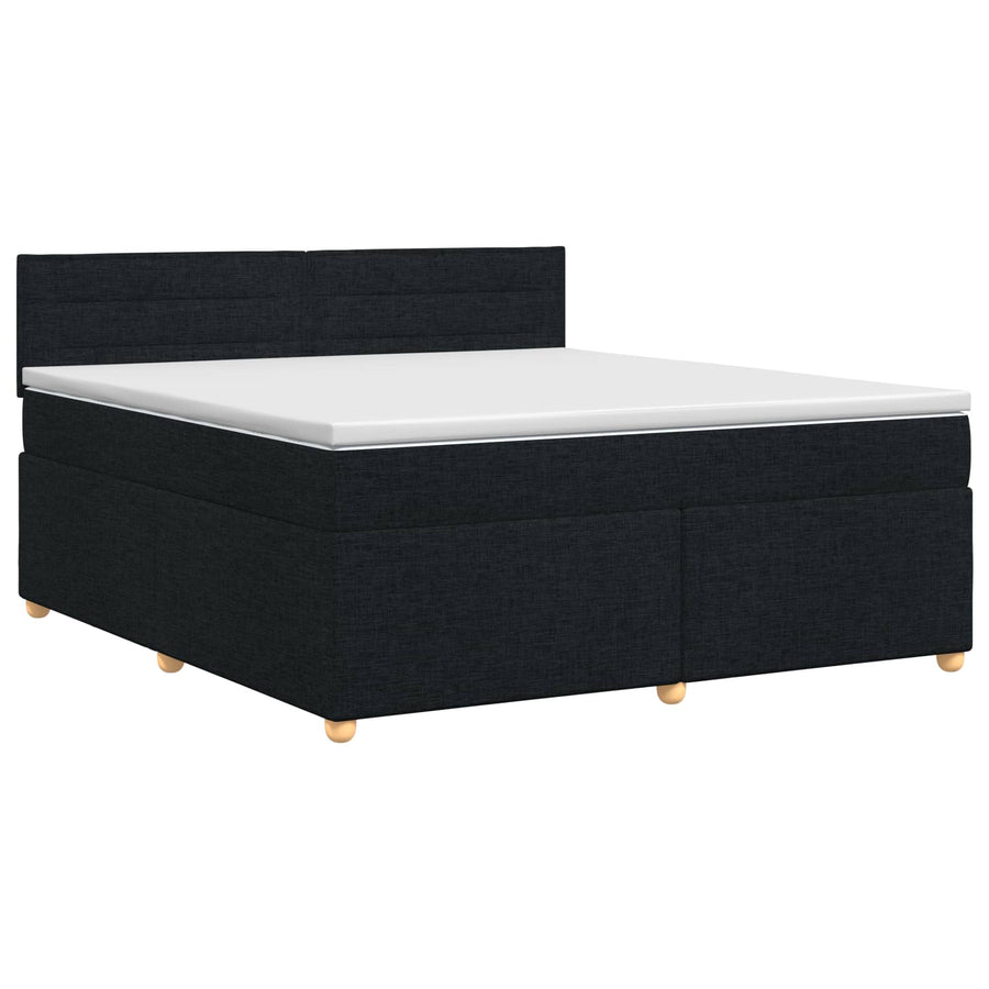 Boxspringbed met matras met hoofdeinde Zwart 140 x 190 cm Stof