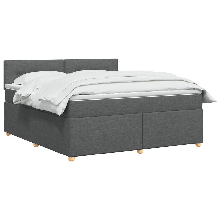 Boxspringbed met matras Donkergrijs 140 x 190 cm Stof