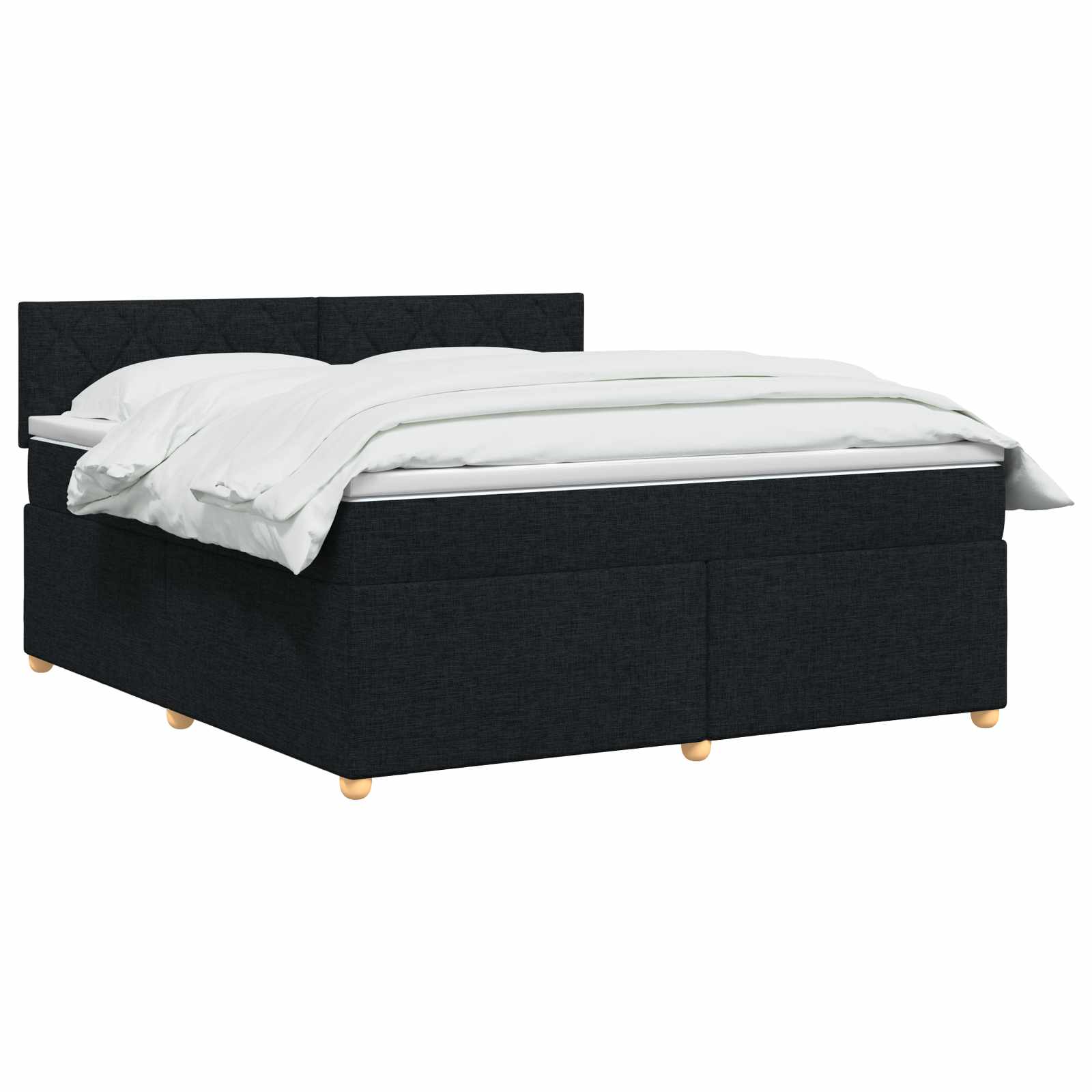 Boxspringbed met matras met hoofdeinde Zwart 140 x 200 cm Stof