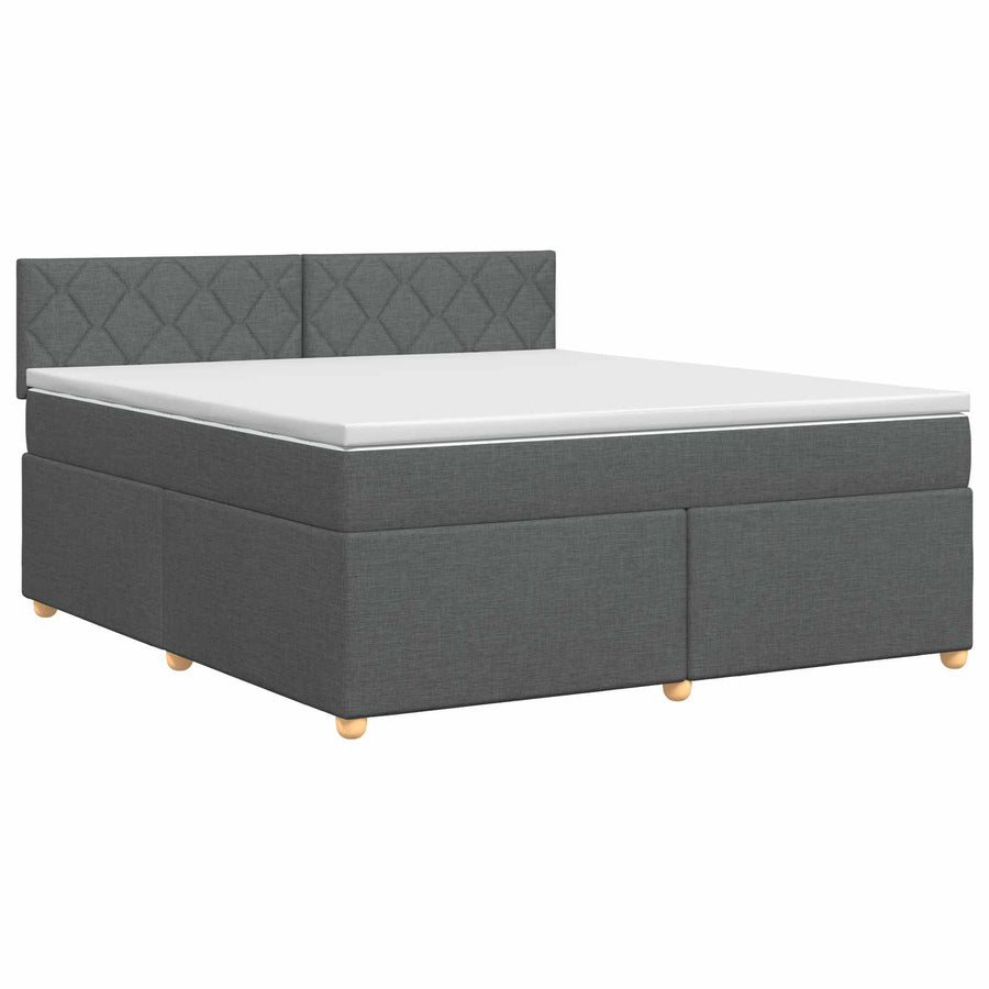 Boxspringbed met matras Donkergrijs 160 x 200 cm Stof