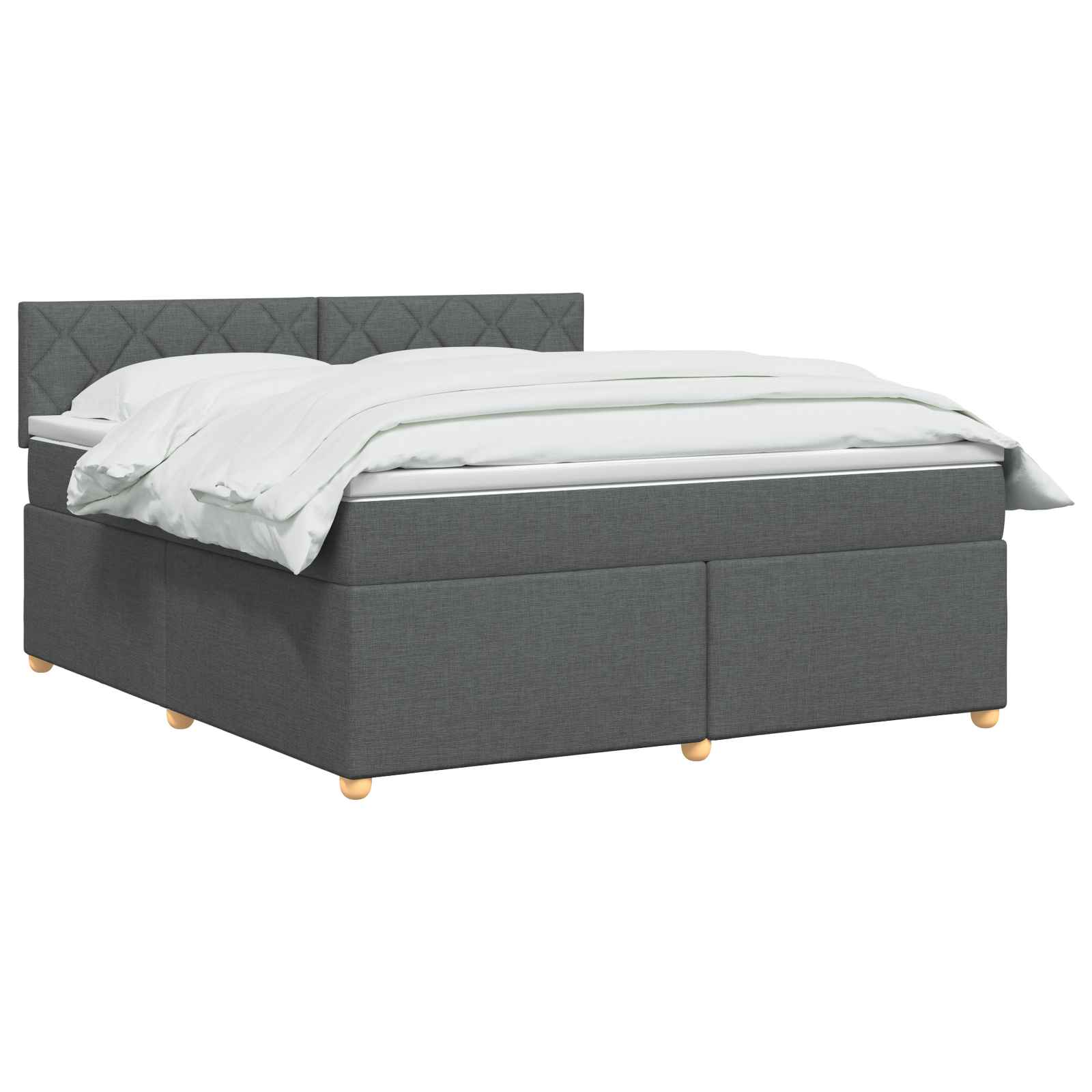 Boxspringbed met matras Donkergrijs 160 x 200 cm Stof