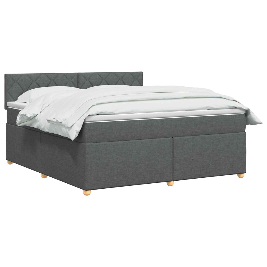 Boxspringbed met matras Donkergrijs 160 x 200 cm Stof