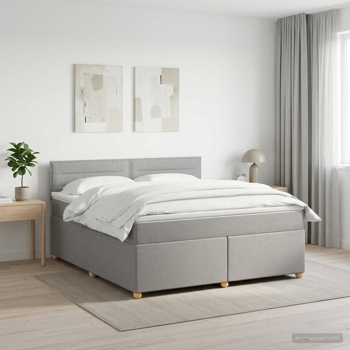 Boxspringbed met matras Lichtgrijs 180 x 200 cm Stof