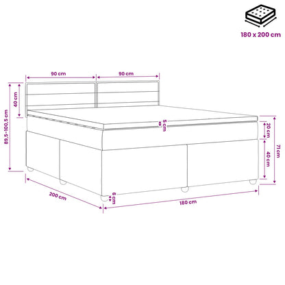 Boxspringbed met matras Lichtgrijs 180 x 200 cm Stof