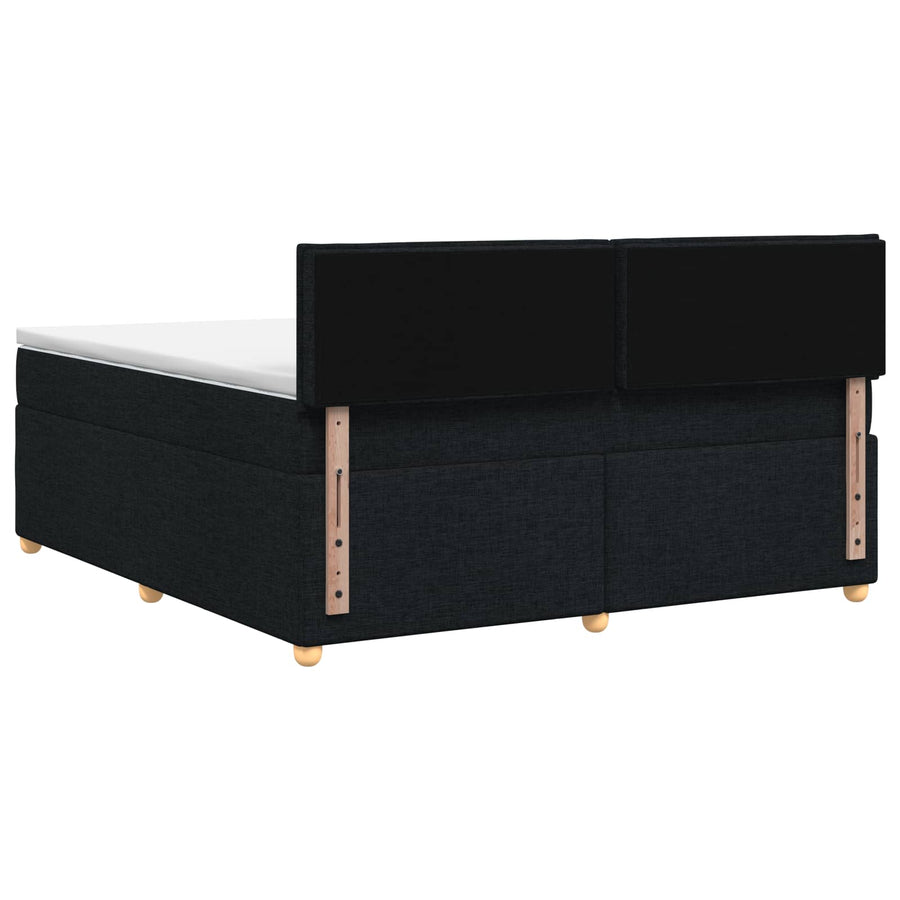 Boxspringbed met matras met hoofdeinde Zwart 180 x 200 cm Stof