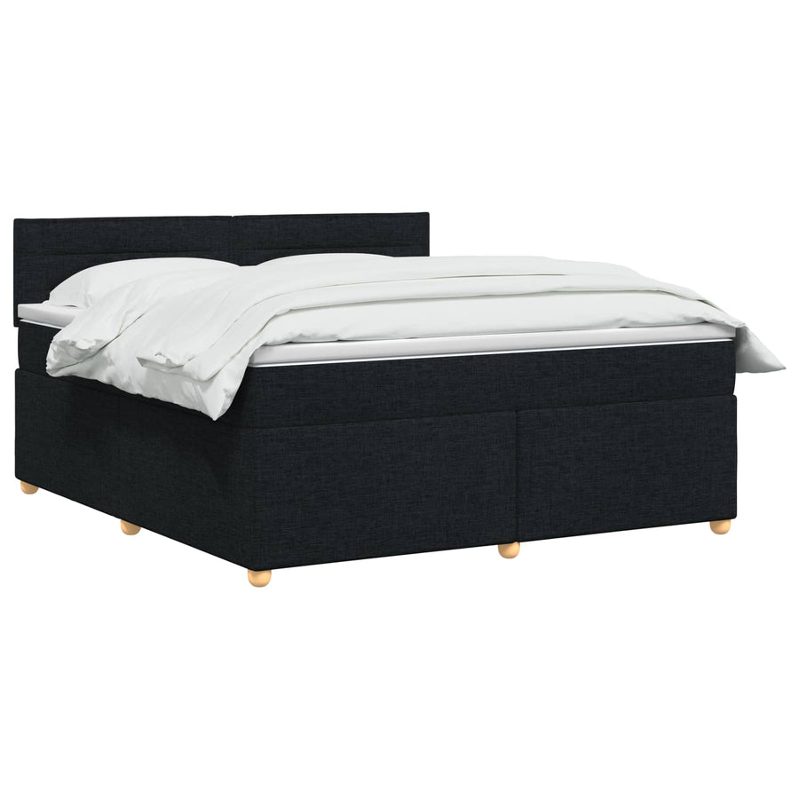 Boxspringbed met matras met hoofdeinde Zwart 180 x 200 cm Stof