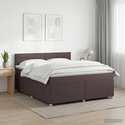 Boxspringbed met matras Donkerbruin 160 x 200 cm Stof