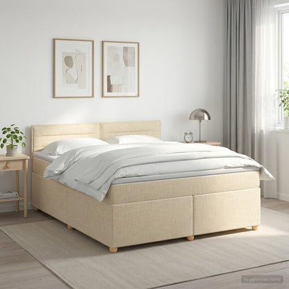 Boxspringbed met matras Crèmekleurig 160 x 200 cm Stof