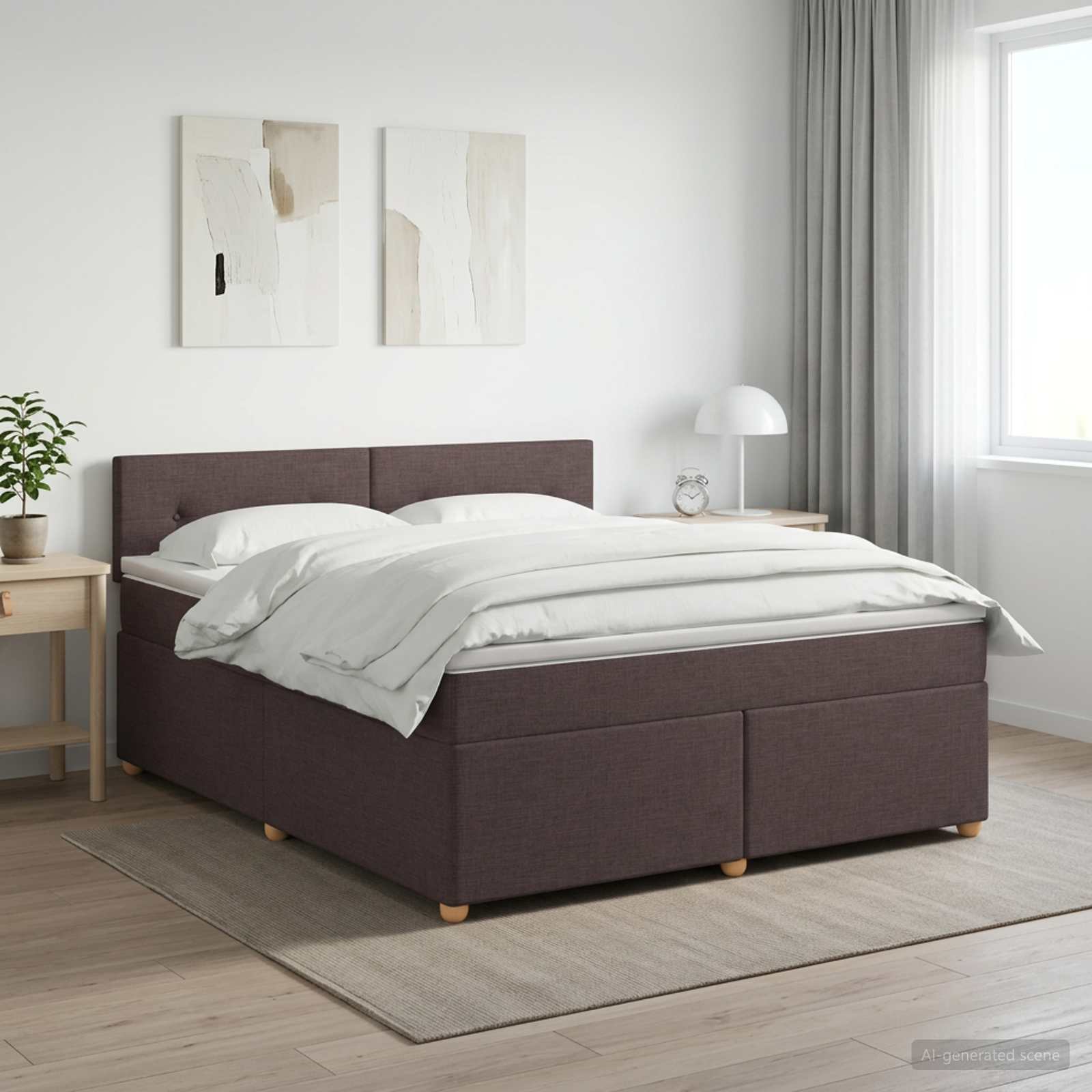 Boxspringbed met matras Donkerbruin 180 x 200 cm Stof