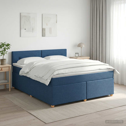 Boxspringbed met matras met hoofdeinde Blauw 180 x 200 cm Stof