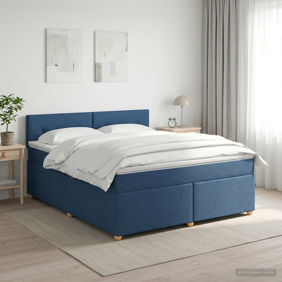 Boxspringbed met matras met hoofdeinde Blauw 180 x 200 cm Stof