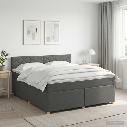 Boxspringbed met matras Donkergrijs 140 x 190 cm Stof