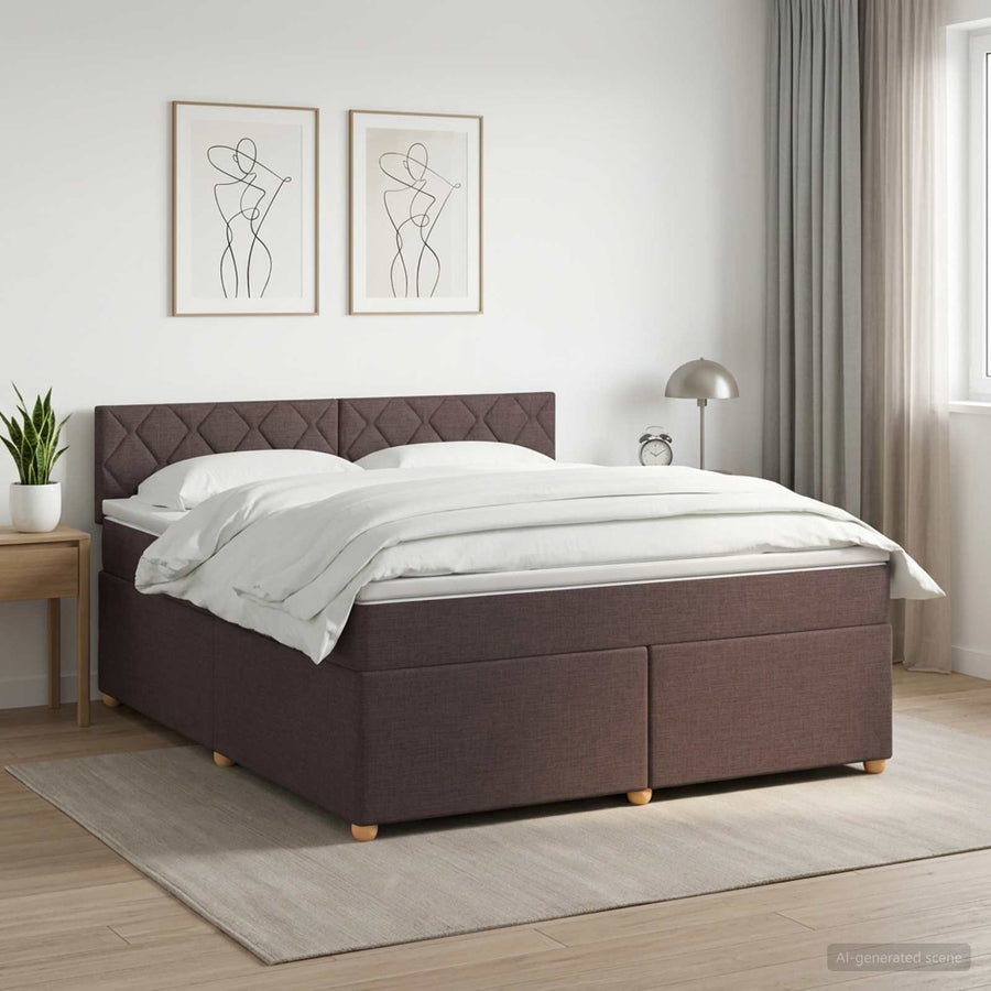 Boxspringbed met matras Donkerbruin 140 x 200 cm Stof
